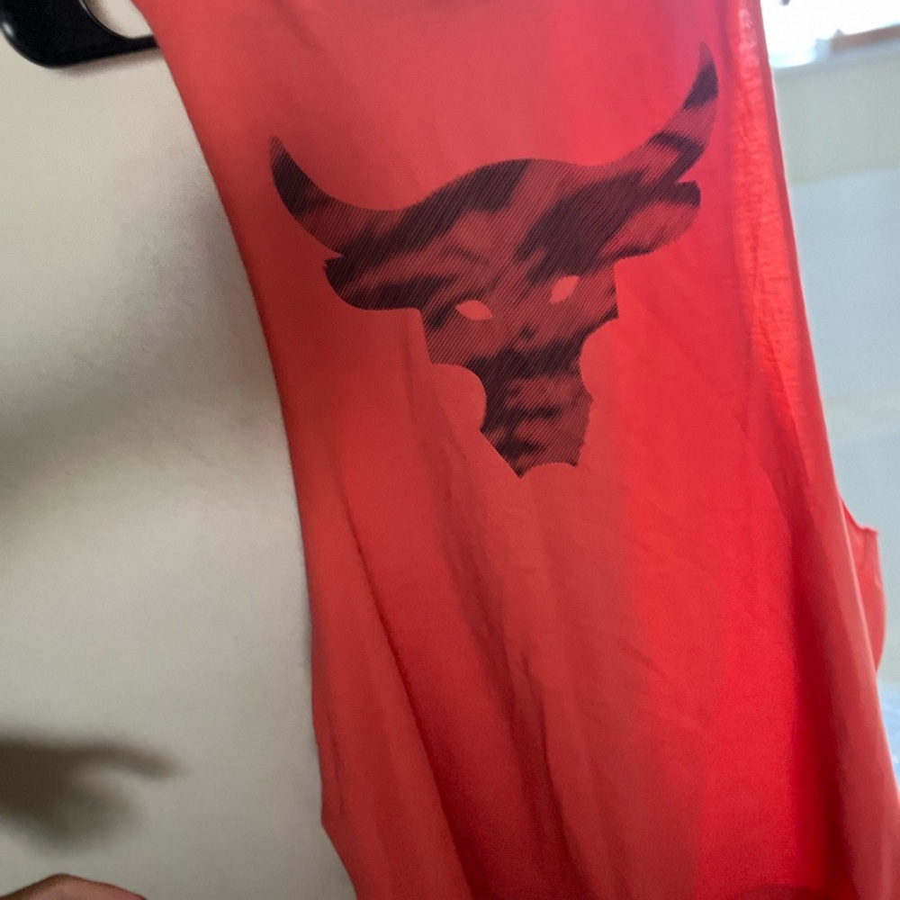 Under Armour Red Tank Top with Black Bull Graphic